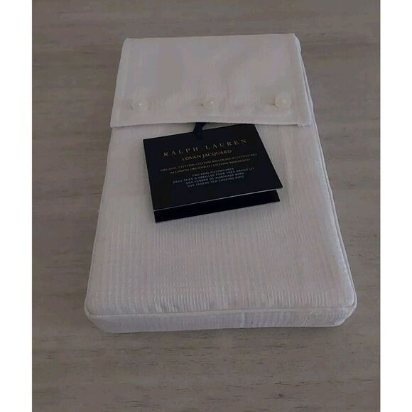 Ralph Lauren LOVAN JACQUARD 100% Organic Cotton Two King Pillowcases PARCHMENT - Picture 5 of 10